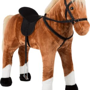 Cheval debout avec son, marron
