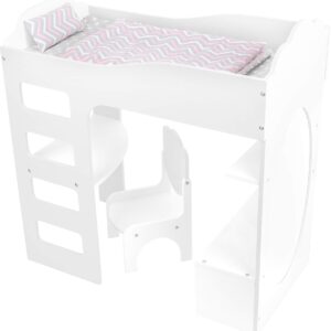 Lit surélevé de poupée avec bureau