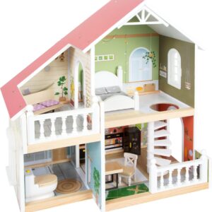 Maison de poupée avec terrasse au toit